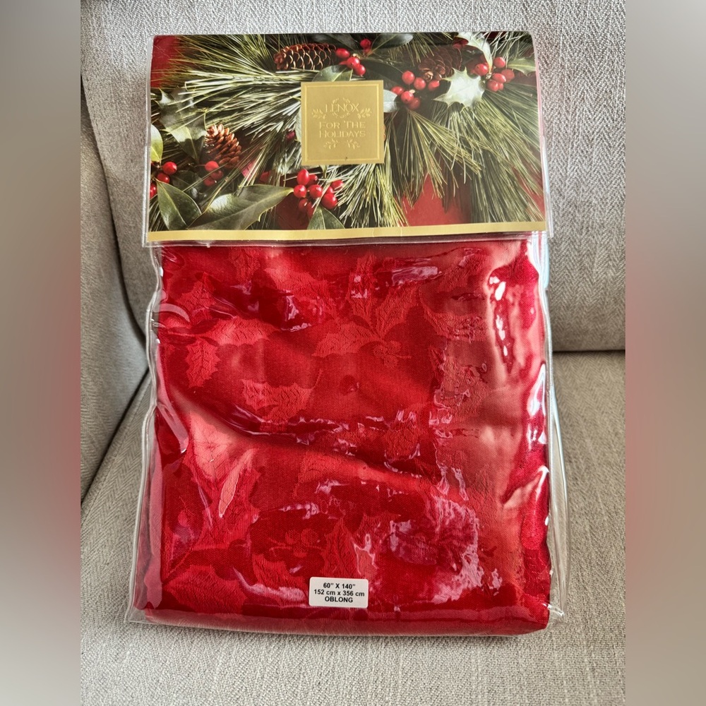 Lenox Holly Damask Tablecloth 60x140.  New in package.